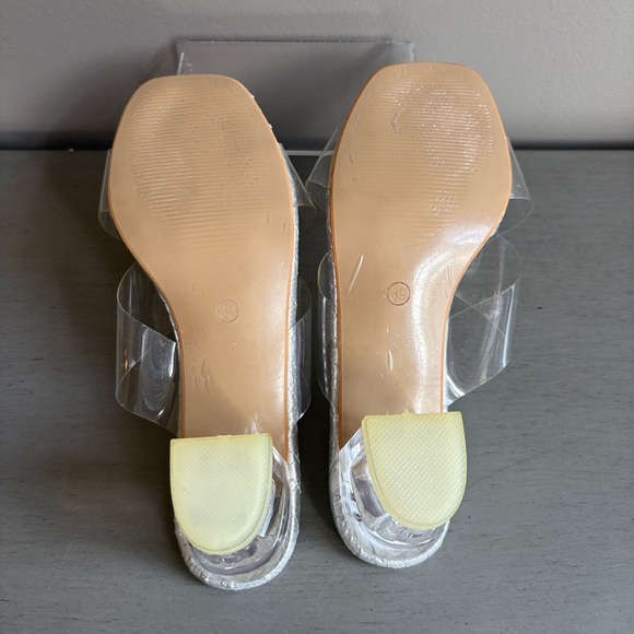 Manxixi Criss- Cross Transparent Clear Block Heel Slip On Shoe Women EU 39 US 8 - Picture 13 of 13